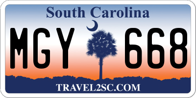 SC license plate MGY668