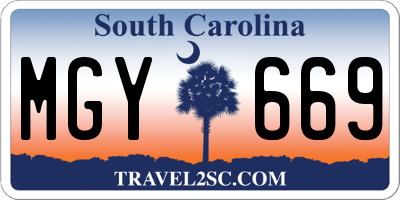 SC license plate MGY669