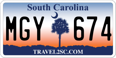 SC license plate MGY674