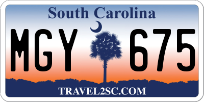 SC license plate MGY675