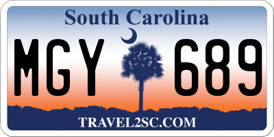 SC license plate MGY689