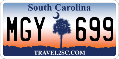 SC license plate MGY699