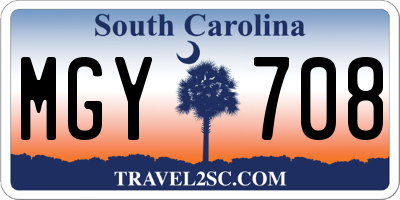 SC license plate MGY708