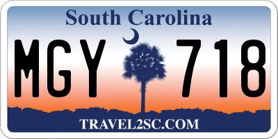SC license plate MGY718