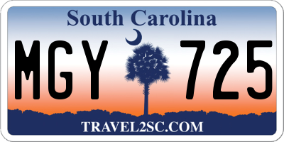 SC license plate MGY725
