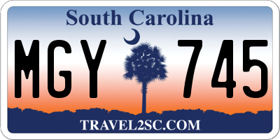 SC license plate MGY745