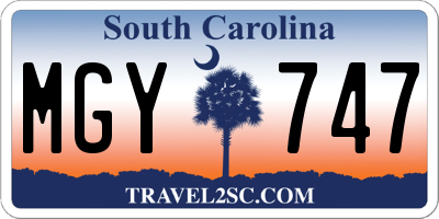 SC license plate MGY747
