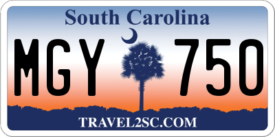 SC license plate MGY750