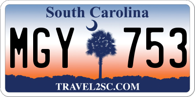 SC license plate MGY753