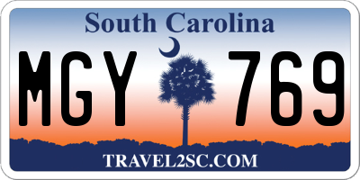 SC license plate MGY769