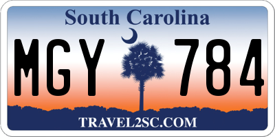 SC license plate MGY784