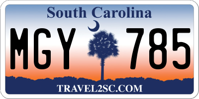 SC license plate MGY785