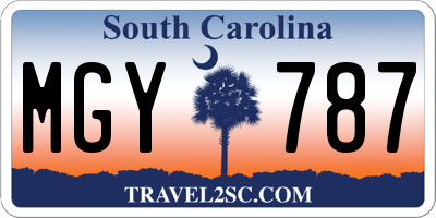 SC license plate MGY787