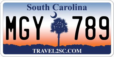 SC license plate MGY789