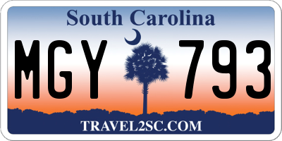 SC license plate MGY793