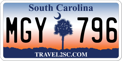SC license plate MGY796