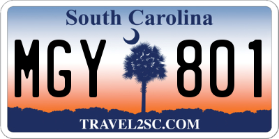SC license plate MGY801