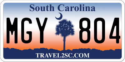 SC license plate MGY804