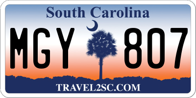 SC license plate MGY807