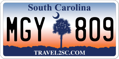 SC license plate MGY809