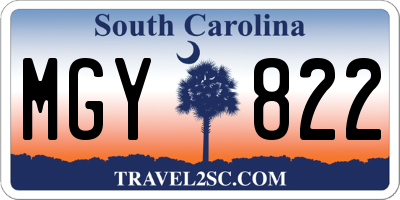 SC license plate MGY822