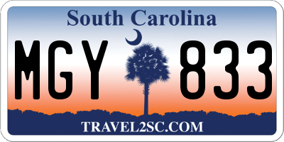 SC license plate MGY833
