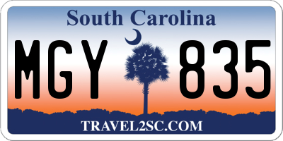 SC license plate MGY835