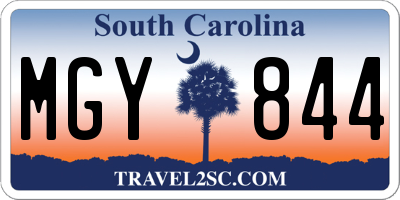 SC license plate MGY844