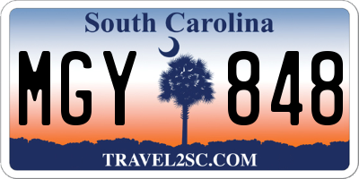 SC license plate MGY848