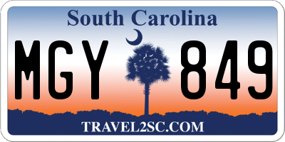 SC license plate MGY849