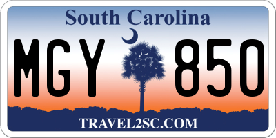 SC license plate MGY850