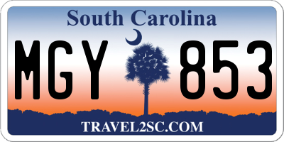 SC license plate MGY853
