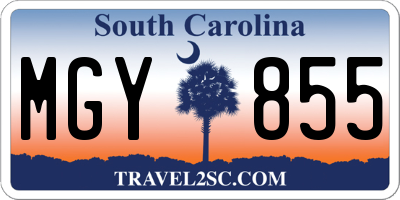 SC license plate MGY855