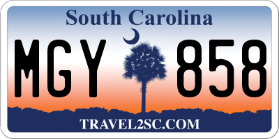 SC license plate MGY858