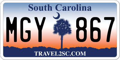 SC license plate MGY867