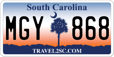 SC license plate MGY868