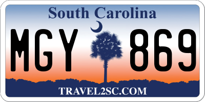 SC license plate MGY869