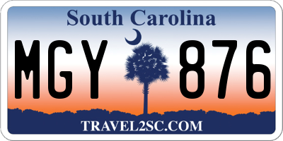 SC license plate MGY876