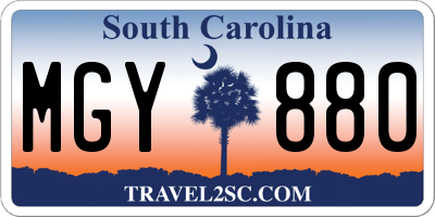 SC license plate MGY880