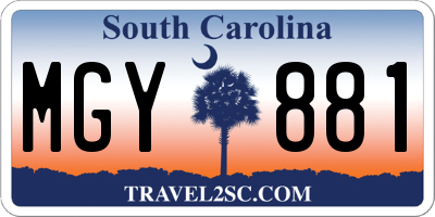 SC license plate MGY881