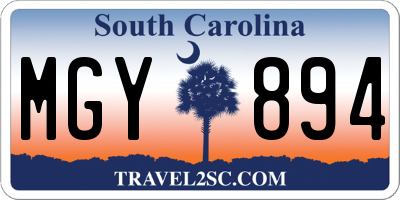 SC license plate MGY894