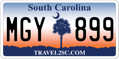 SC license plate MGY899