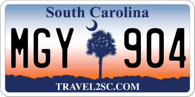 SC license plate MGY904