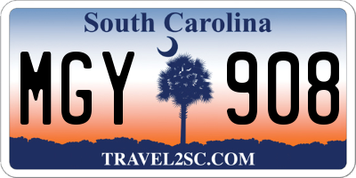 SC license plate MGY908