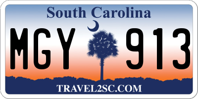 SC license plate MGY913
