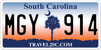 SC license plate MGY914