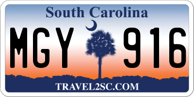 SC license plate MGY916