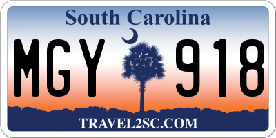 SC license plate MGY918