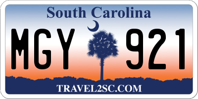 SC license plate MGY921