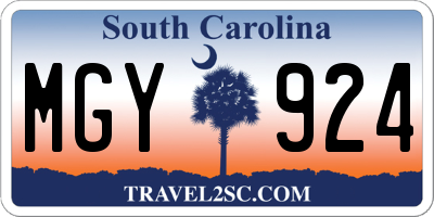 SC license plate MGY924